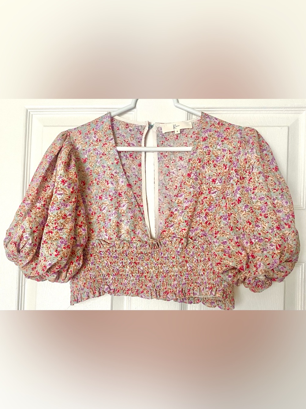 Klesis Puff Sleeve Floral Smocked Blouse Cottagecore